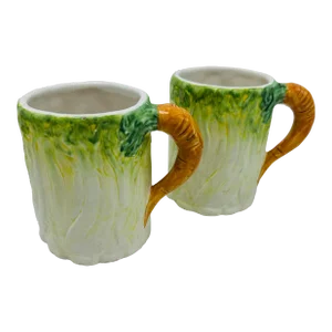 Vintage Italian Celery and Carrot Mugs