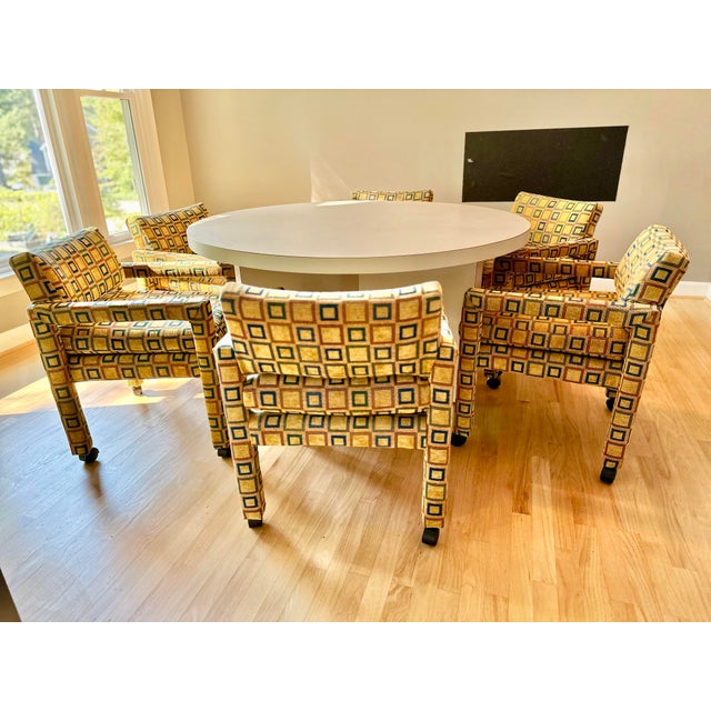 Mid 20th Century Mid Century Modern Dining Set - 6 Milo Baughman Style Parsons Chairs and a Round Table For Sale - Image 11 of 12