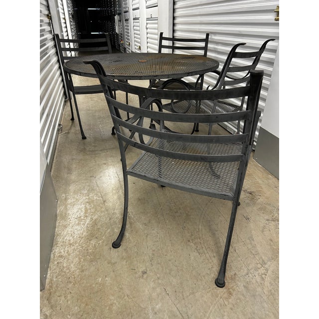 Metal Vintage Wrought Iron Patio Set in the Style of Russell Woodard For Sale - Image 7 of 12