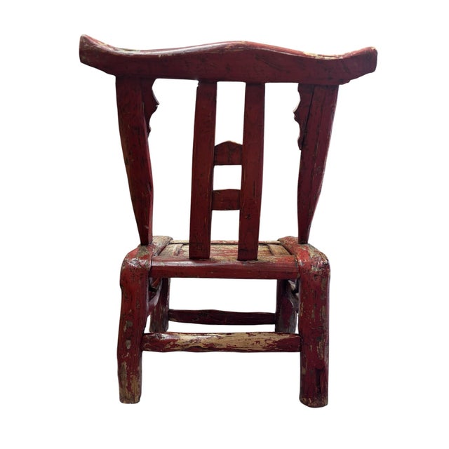 Asian Late 19th Century Qing Dynasty Child’s Chair W/ Heavy Chipping For Sale - Image 3 of 12