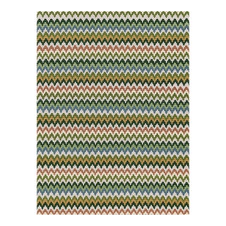 The House of Scalamandré Rainbow Mountain Crewel Fabric, Forest Clay For Sale