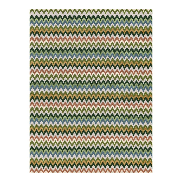 The House of Scalamandré Rainbow Mountain Crewel Fabric, Forest Clay For Sale