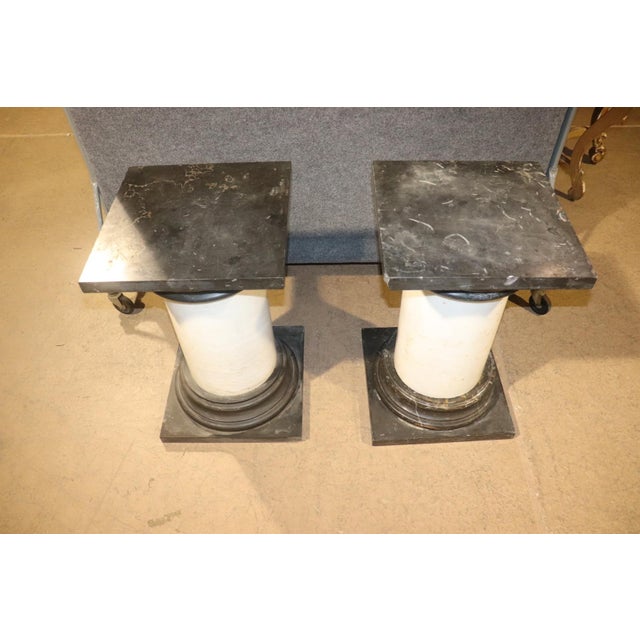 Pair Marble Italian Ionic Style Palatial Pedestals For Sale - Image 10 of 11