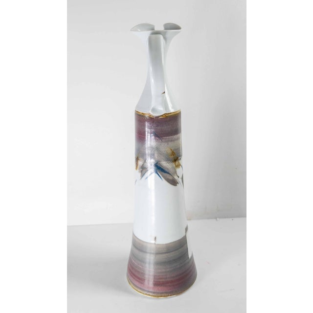 Mid-Century Modern 80s or 90s Mid-Century Modern Style Art Pottery Pitcher Vase For Sale - Image 3 of 12