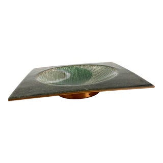 1970s Studio Del Campo, Green Fire-Glazed Copper Tray, Italy, Ca For Sale