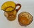 Vintage Mid Century Morgancetown Crinkled Amber Glass Pitcher and Ice Bucket Set For Sale - Image 4 of 9