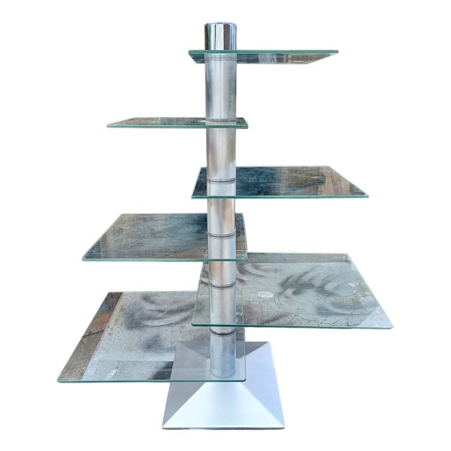 Chrome and Glass Shop Shelf Display Stand, 1970 For Sale