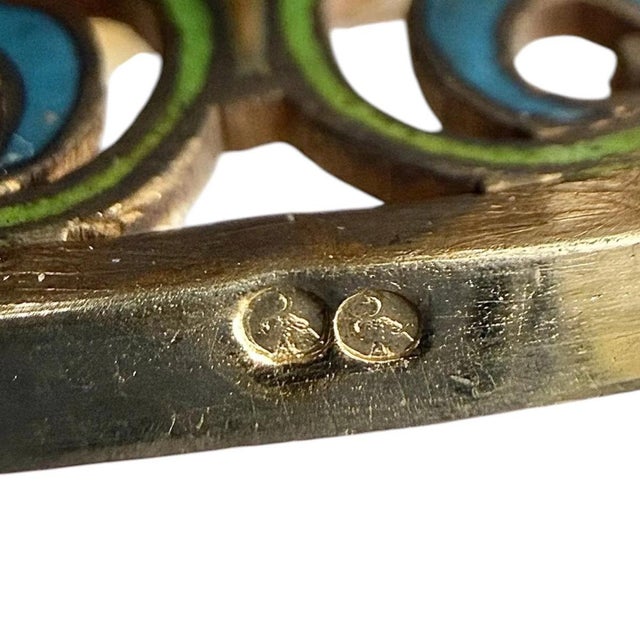 19th Century Antique French Import Silver Gilt qnd Champlevé Enamel Candleholder For Sale - Image 4 of 6