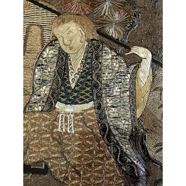 Japanese Silk Embroidery Tapestry Meiji Period For Sale - Image 15 of 18