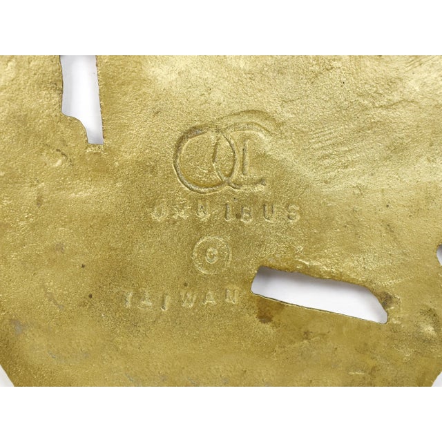 Vintage Omnibus Solid Brass Flower Basket Hot Dish Trivet For Sale - Image 4 of 5