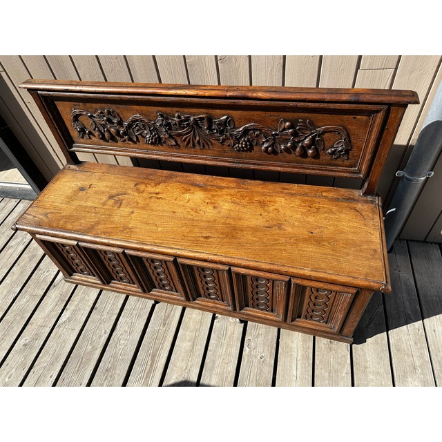 Wood Storage Bench in Oak For Sale - Image 7 of 11