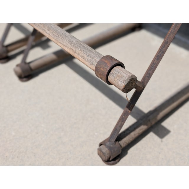 Vintage Mid Century Attributed to Cleo Baldon Barstools for Terra, Los Angeles – Iron, Oak & Leather For Sale - Image 12 of 18