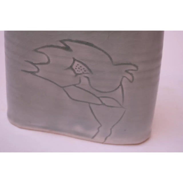 1976 Studio Stoneware Pale Green Abstract Vase Signed Pollack For Sale - Image 10 of 13