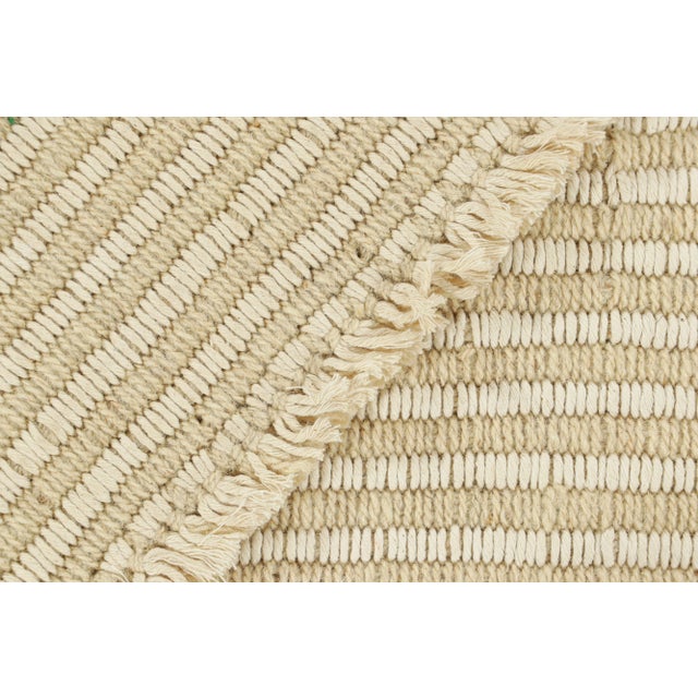 Beige Rug & Kilim’s Contemporary Kilim in Beige and Ivory White Textural Stripes For Sale - Image 8 of 8