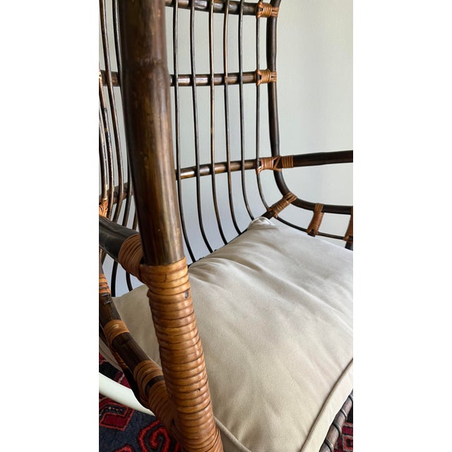 1970s Rattan & Bamboo Hanging Chair Egg/Basket Chair Chairish