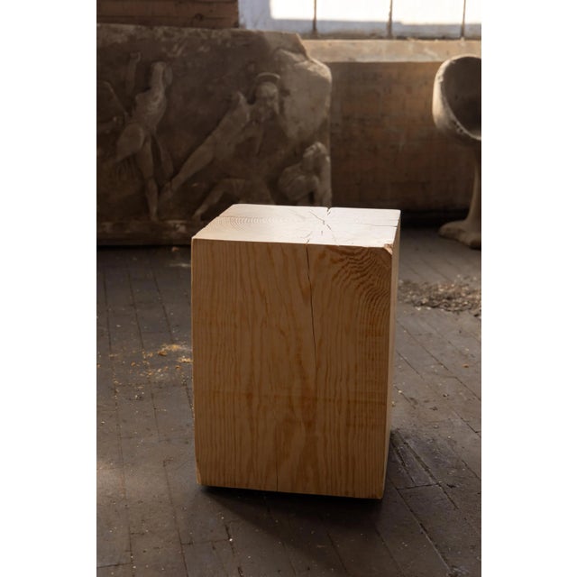 Wood Alabama Sawyer "Hyo" Natural Pine Wood Cube Side Table For Sale - Image 7 of 11
