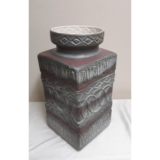 Vintage GermanCeramic Vase with Geometric Decor by B, 1970s, in Very Good conditions. Designed 1970 to 1979 This piece has...