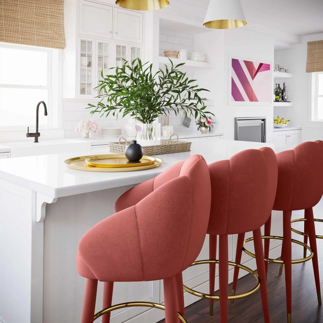 Salmon Myla Salmon Swivel Bar Stool For Sale - Image 8 of 9