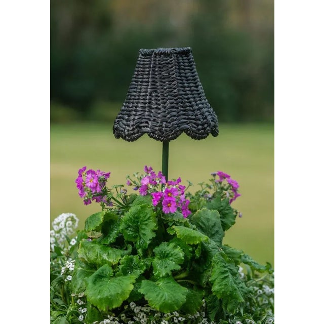 Handwoven dyed black seagrass lampshade with signature Maison Maison scallops along the bottom. This shade has a bulb clip...