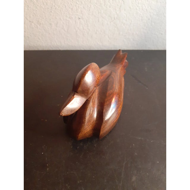 1970s Carved Ironwood Duck Figurine For Sale - Image 4 of 6
