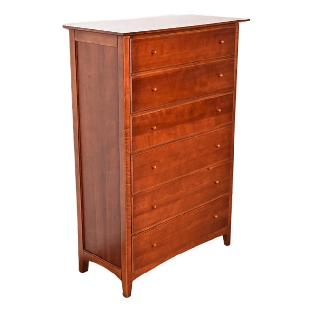 Thomasville Arts & Crafts Shaker Cherry Wood Highboy Dresser For Sale