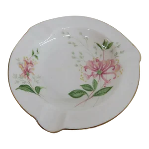 Shelley England Bone China Pink Flowers with Gold Color Trim Ashtray