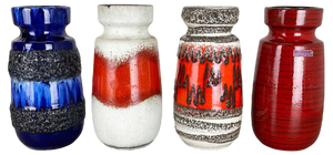 Vintage Pottery Fat Lava Vases attributed to Scheurich, Germany, 1970s, Set of 4