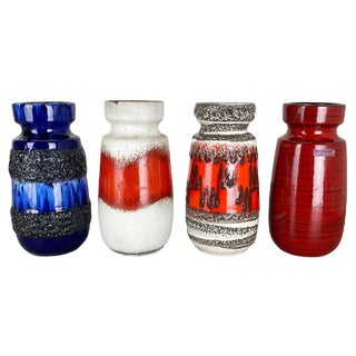 Vintage Pottery Fat Lava Vases from Scheurich, Germany, 1970s, Set of 4 For Sale