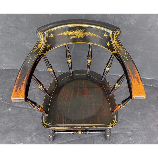American Ebonized Captain's Chair With Federal Style Eagle and Stars For Sale - Image 18 of 18