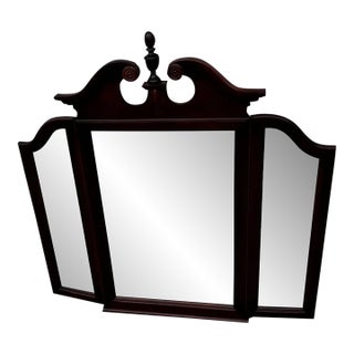 Mid 20th Century Cochrane Furniture Federal Style Cherry Trifold Beveled Mirror For Sale