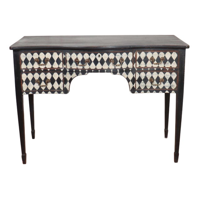 English Serpentine Kneehole Desk, 1890s For Sale