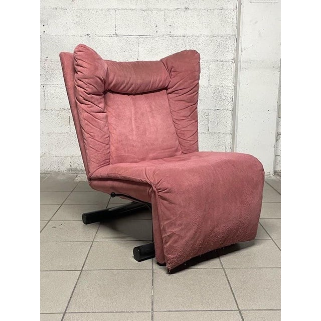 1980s Relaxation Lounge Chair in Red Alcantara from Cinova, 1980s For Sale - Image 5 of 18