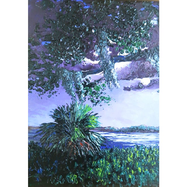Contemporary "Night Sail" - Mark Stanford (American B. 1959 - ) - Signed Original Palette Knife Oil Painting For Sale - Image 3 of 12