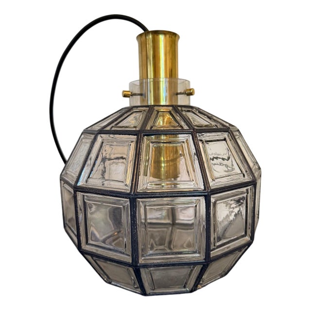 Large Glass and Brass Pendant Light from Limburg, Germany, 1960s For Sale