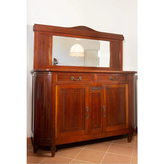 Metal Liberty Sideboard in Oak Veneered Walnut with Mirror, 1930s For Sale - Image 7 of 11