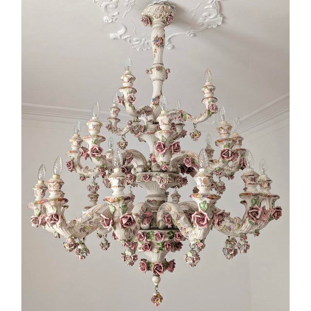 Bring timeless Italian artistry into your home with this magnificent hand-painted porcelain Capodimonte style chandelier,...