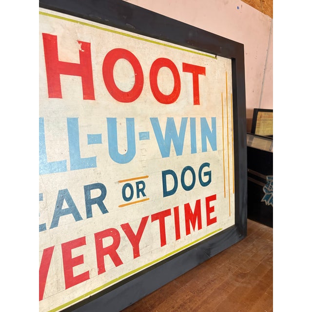 American Original Hand-Painted "Shoot Till-U-Win" Carnival Sign For Sale - Image 3 of 12