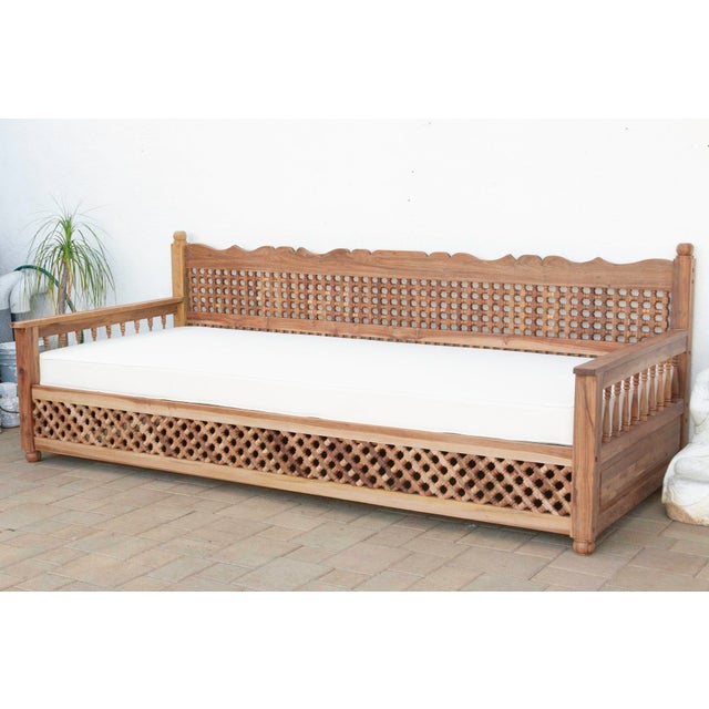 108” Long Grand Moroccan Mousharabi Teak Daybed For Sale In Los Angeles - Image 6 of 12
