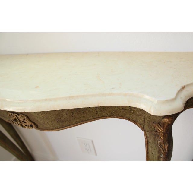 Mid 20th Century 1960's Antique Carved Demilune Marble Top Console/Mirror For Sale - Image 5 of 7