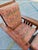 Mission Vintage Stickley Cherry Wood Bow Slant Arm Morris Reclining Chair & Ottoman For Sale - Image 3 of 9