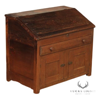 Antique Country Pine Slant Front Schoolmaster’s Desk For Sale