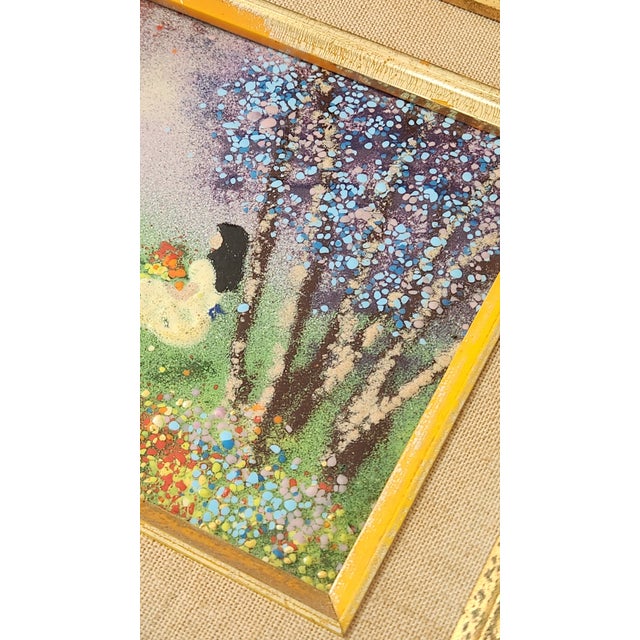 Pair of Mid-Century Enamel on Copper Figural Paintings in Gilt Frames, Circa 1960s For Sale - Image 15 of 18