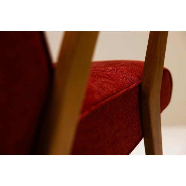 Vintage Italian Armchair in Walnut and Burgundy, 1960s For Sale - Image 9 of 13