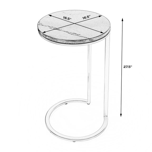 Transitional Shounderia Marble Accent Table, Black For Sale - Image 3 of 8