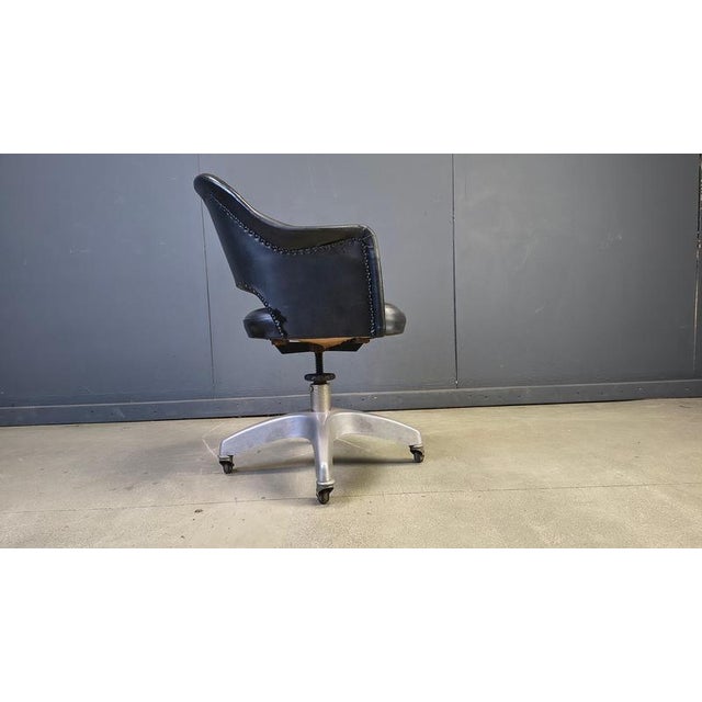 Metal Mid-Century Desk Chair in Aluminium and Leather, 1950s For Sale - Image 7 of 14
