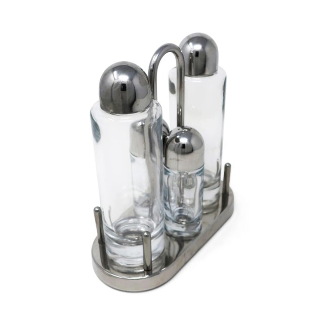 Stainless Steel and Glass Cruet Set by Ettore Sottsass for Alessi Chairish