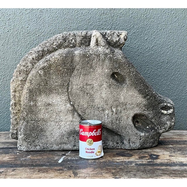 Vintage Cast Concrete Horse Head For Sale In West Palm - Image 6 of 12