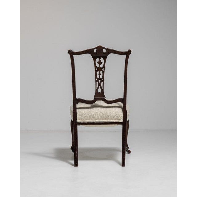 19th Century France Chippendale Cream Wood Lounge Chair For Sale - Image 9 of 11