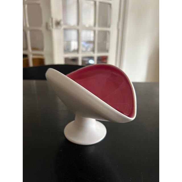 Keramos ceramic bowl, white on the matte side and pink glazed on the inside, 1950s I have official proof of authenticity...