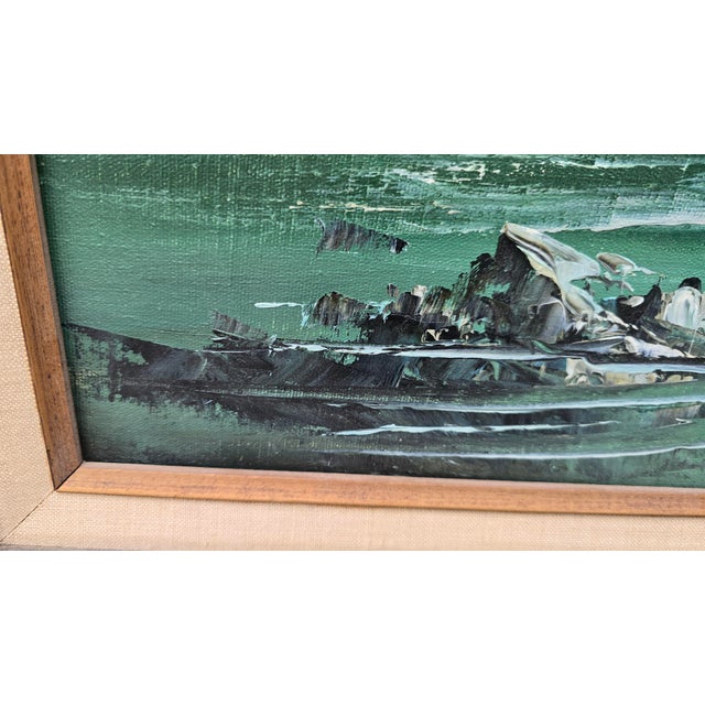 Vintage Mid Century Oil on Canvas Picture Painting Ocean Wave Crashing by Gavin For Sale - Image 10 of 18